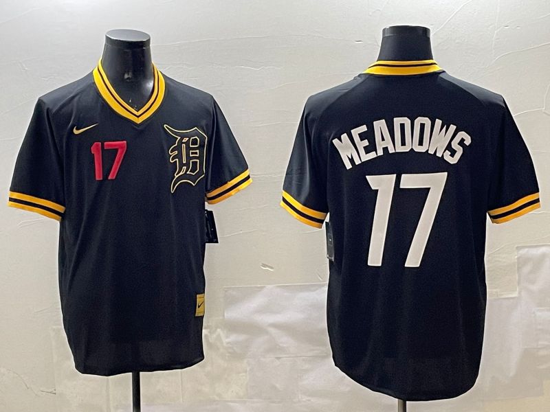Men Detroit Tigers #17 Meadows Black Gold Game 2025 Nike MLB Jersey style 2->detroit tigers->MLB Jersey